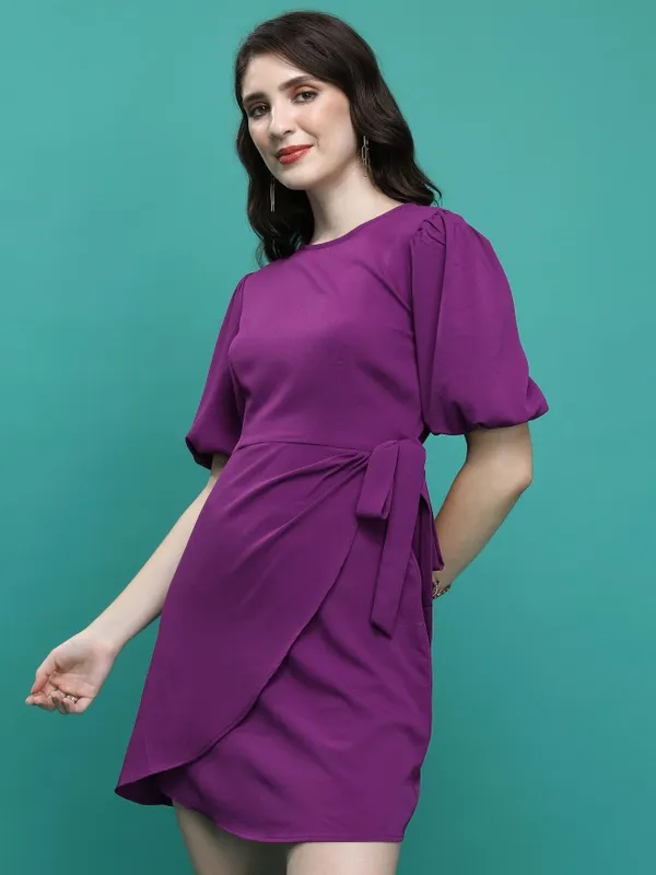 Solid Wrap Dress