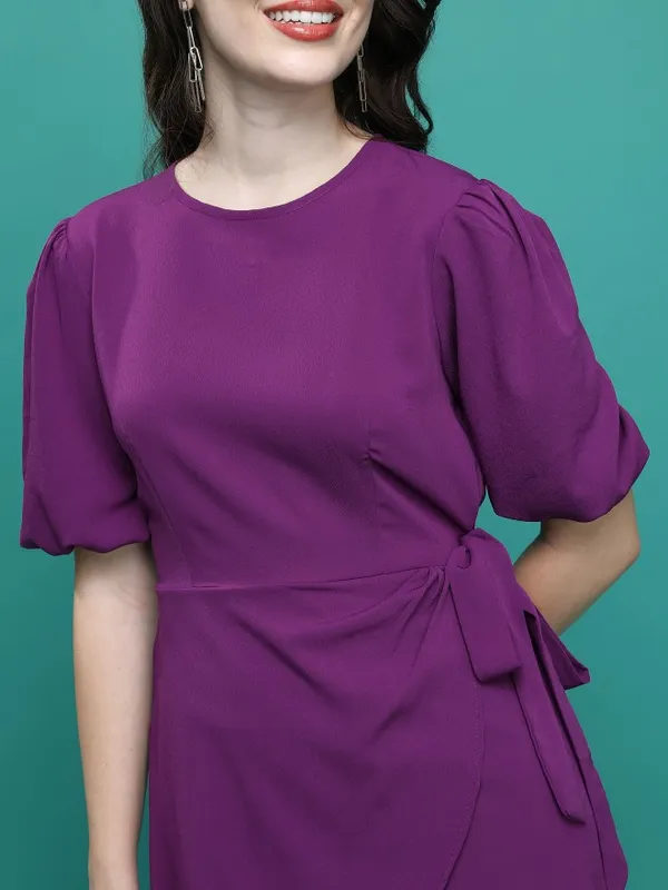 Solid Wrap Dress