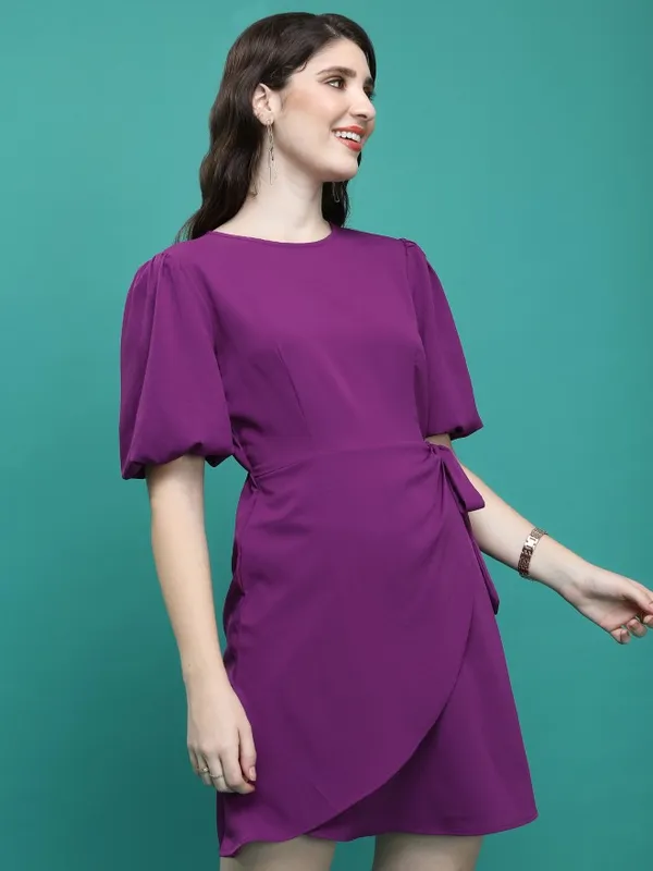 Solid Wrap Dress