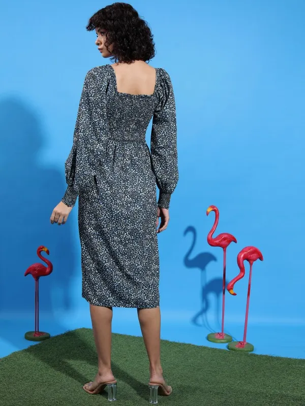 Tokyo Talkies Women Black Printed A-Line Dress