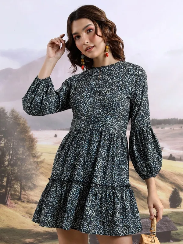 Printed Fit & Flare Dress