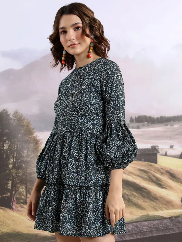 Printed Fit & Flare Dress