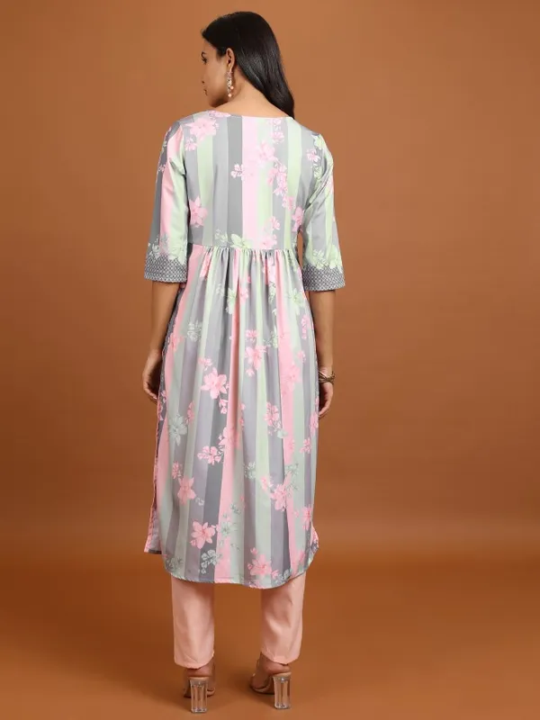  Ketch Women Grey Printed A-Line Kurtas