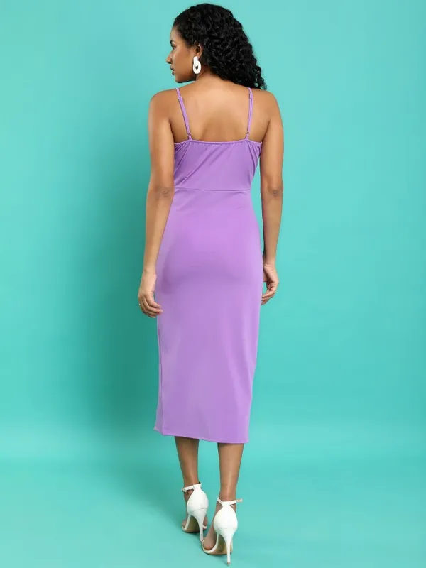  Ketch Women Purple Solid Wrap Dresses