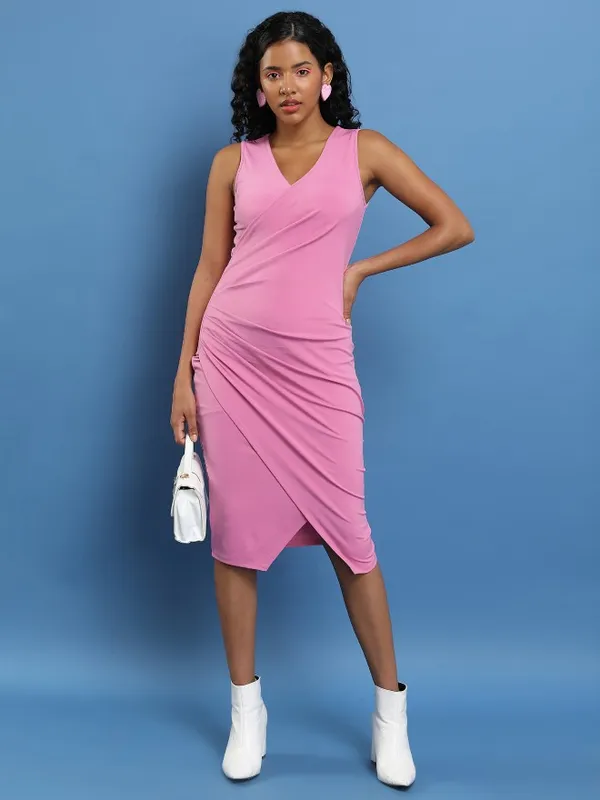 Solid Wrap Dress