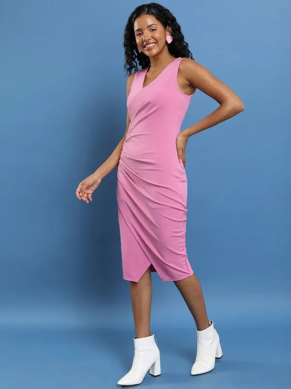 Solid Wrap Dress
