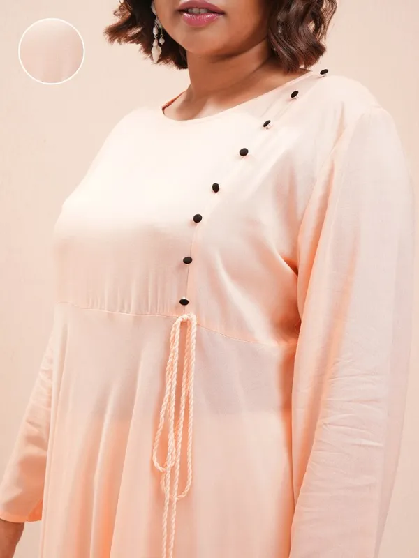 Vishudh Women Peach Printed A-Line Kurta