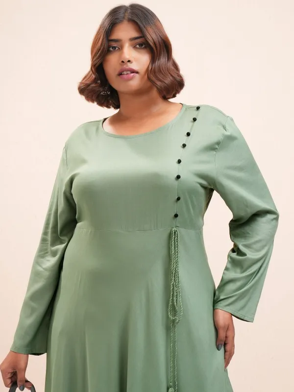 Vishudh Women Green Printed A-Line Kurta