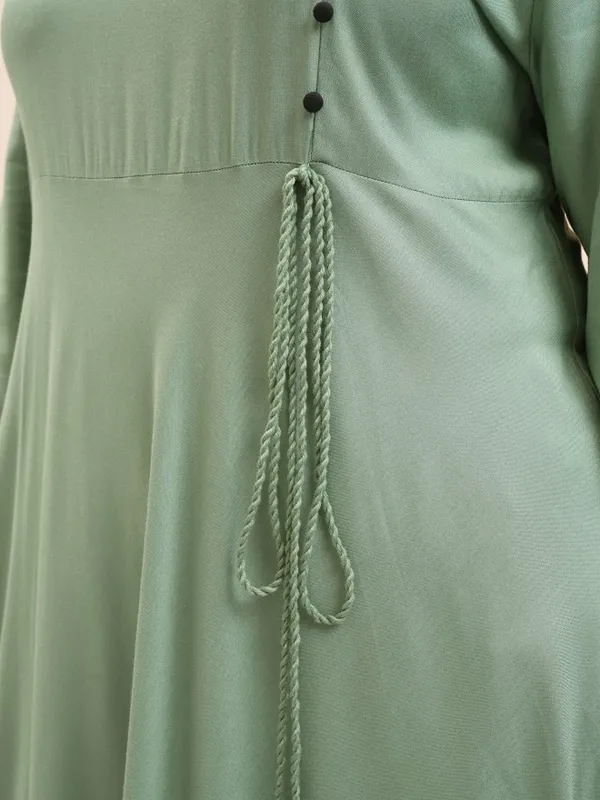 Vishudh Women Green Printed A-Line Kurta