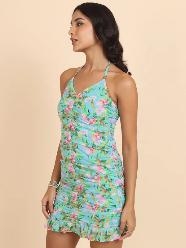 Tokyo Talkies Women Blue Printed Sheath Dress