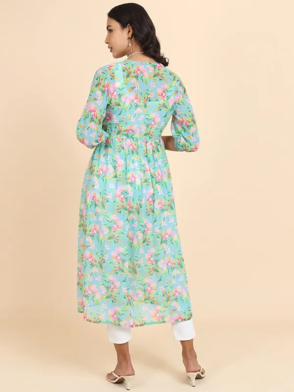 Tokyo Talkies Women Blue Printed Shrug