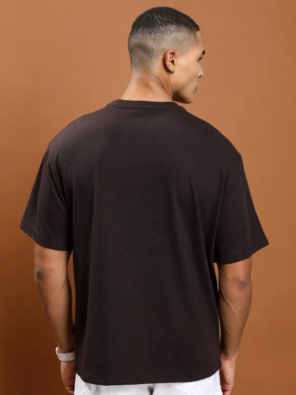  Ketch Men Brown Solid Round Neck T-Shirts
