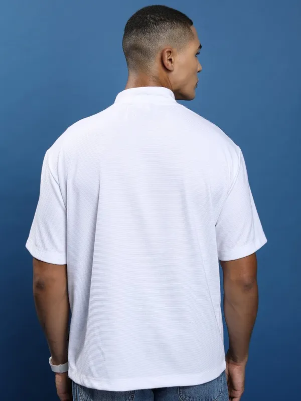 Men Solid High Neck T-Shirt