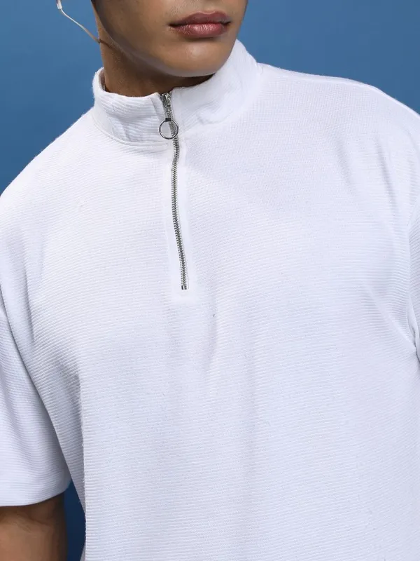 Men Solid High Neck T-Shirt