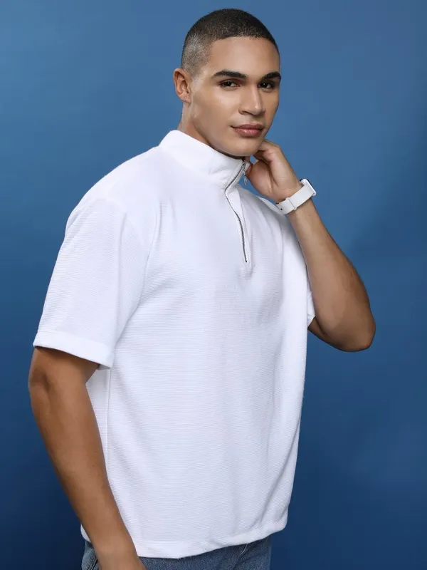Men Solid High Neck T-Shirt