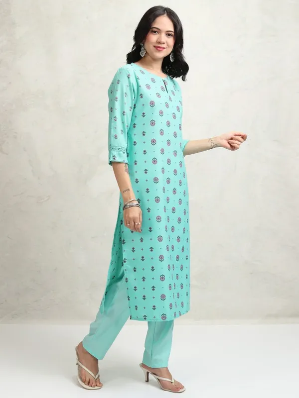 Ketch Women Blue Printed Kurta With Trousers And Dupatta