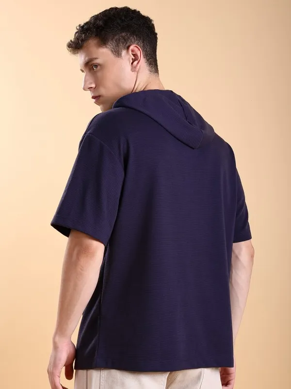 Ketch Men Purple Solid Oversized Fit T-Shirt