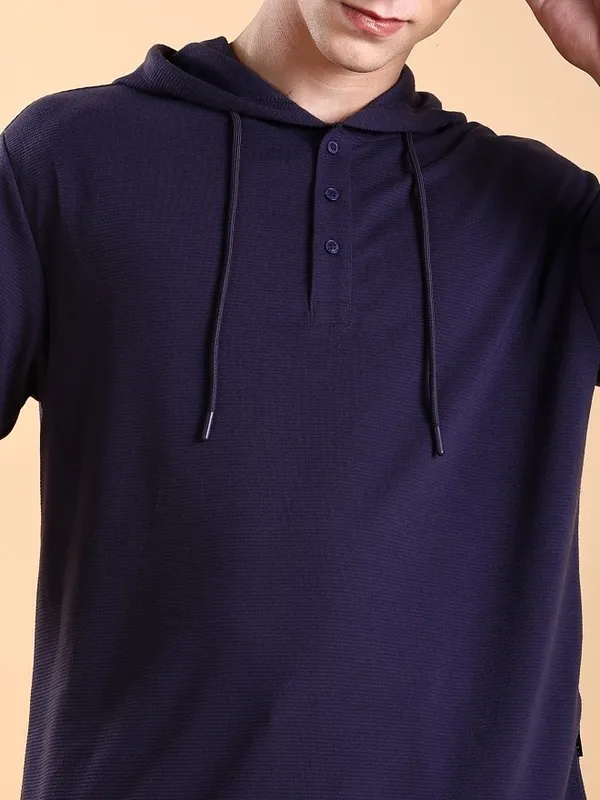 Ketch Men Purple Solid Oversized Fit T-Shirt