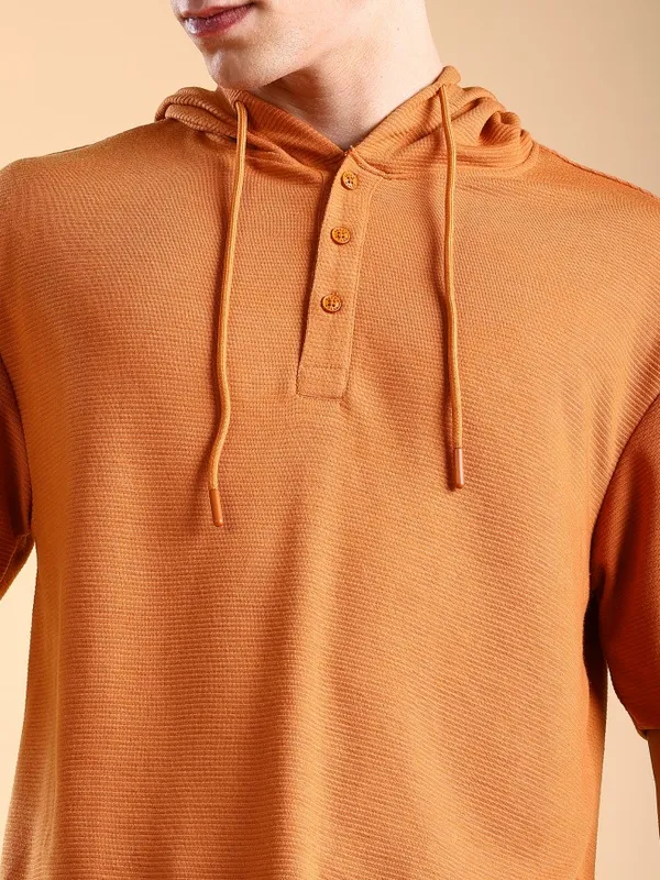 Ketch Men Rust Solid Oversized Fit T-Shirt