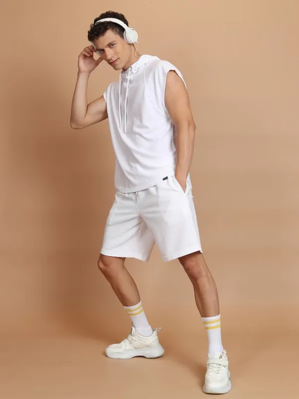  Ketch Men White Solid Hood T-Shirts