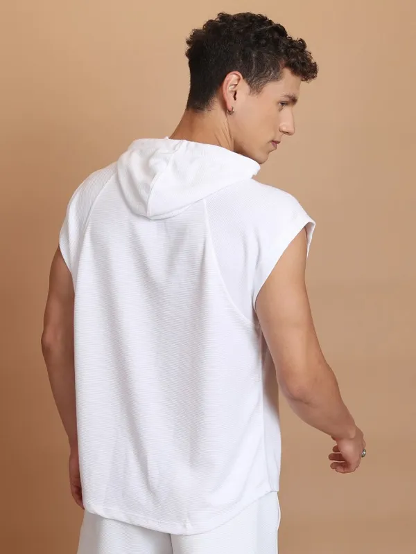  Ketch Men White Solid Hood T-Shirts
