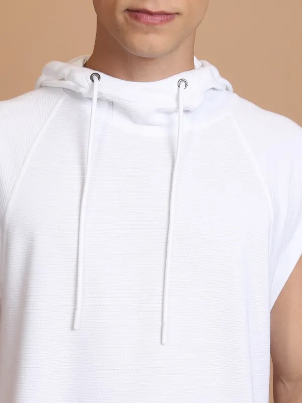  Ketch Men White Solid Hood T-Shirts