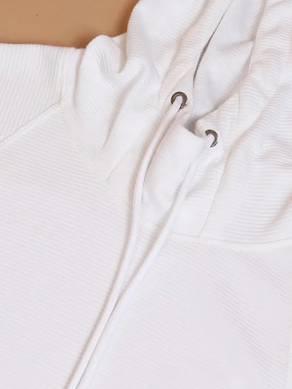  Ketch Men White Solid Hood T-Shirts