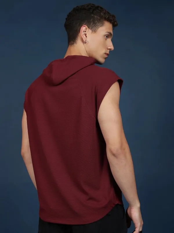  Ketch Men Red Solid Hood T-Shirts