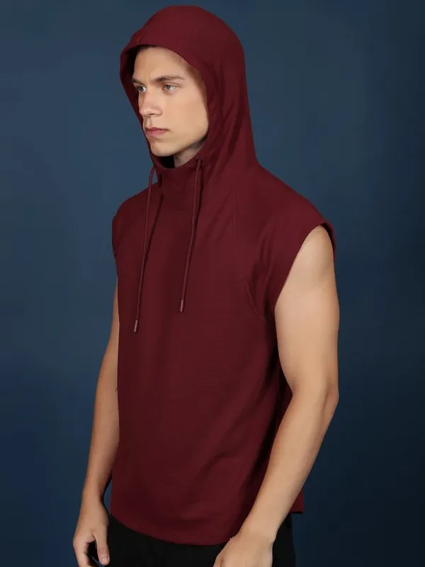  Ketch Men Red Solid Hood T-Shirts