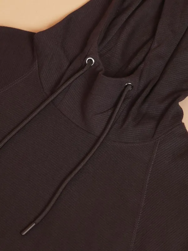  Ketch Men Brown Solid Hood T-Shirts