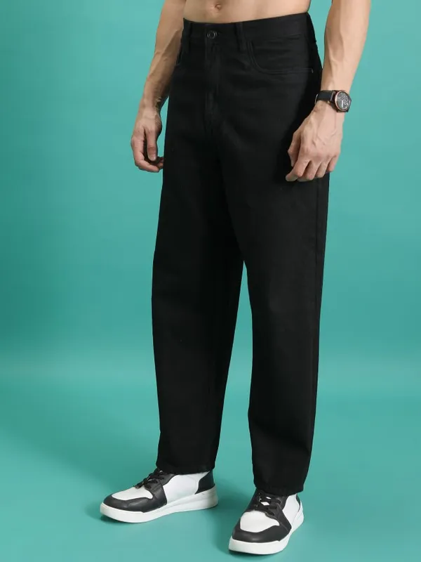  Highlander Men Black Relaxed Fit Clean Look Jeans