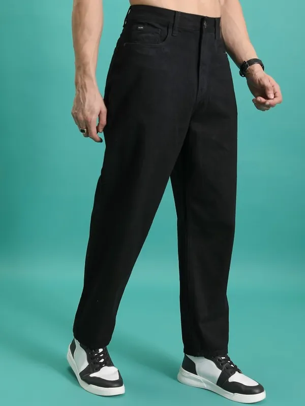  Highlander Men Black Relaxed Fit Clean Look Jeans