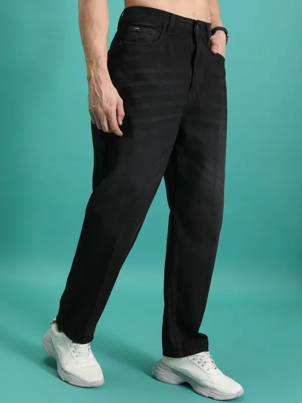  Highlander Men Black Relaxed Fit Clean Look Jeans