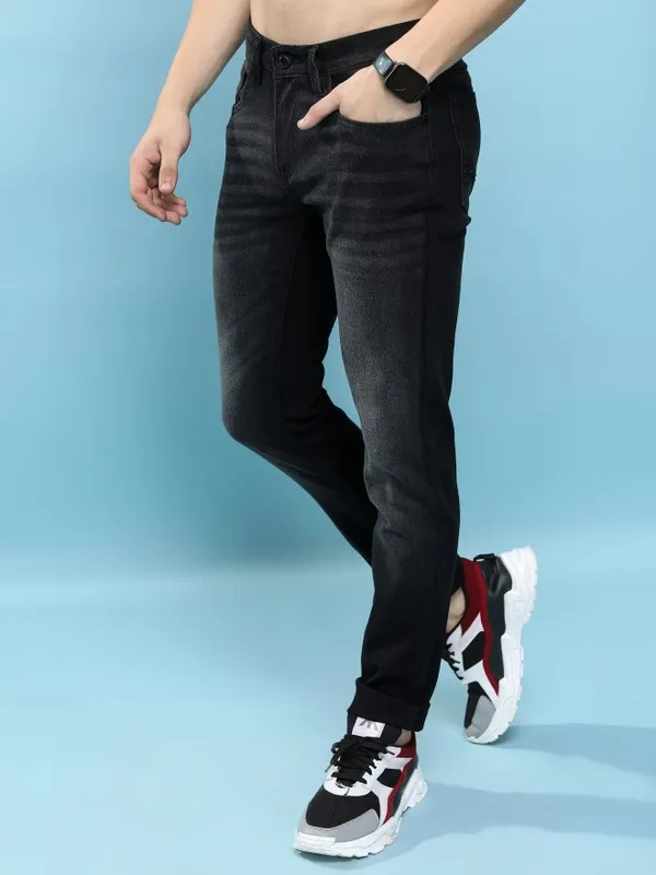  Highlander Men Black Straight Fit Jeans