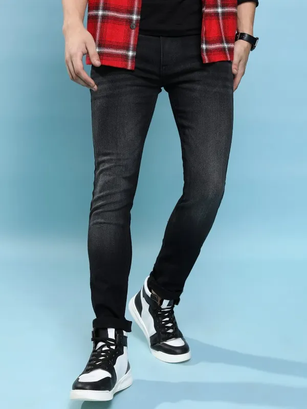  Highlander Men Black Skinny Fit Jeans