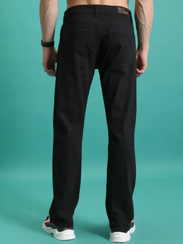  Highlander Men Black Tapered Fit Clean Look Jeans