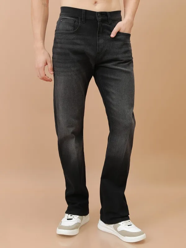  Highlander Men Black Bootcut Clean Look Jeans