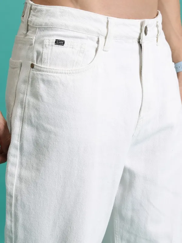  Highlander Men White Straight Fit Clean Look Jeans