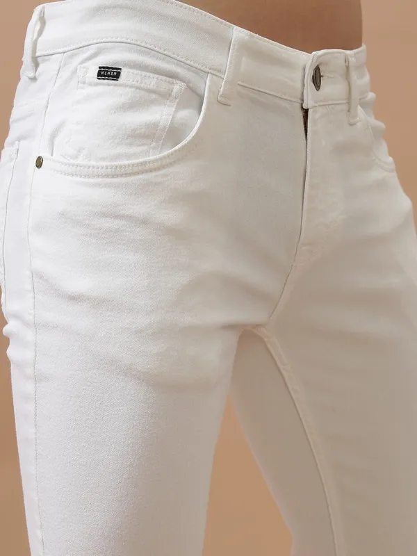 Highlander Men White Skinny Fit Stretchable Jeans