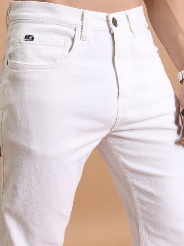  Highlander Men White Straight Fit Clean Look Jeans