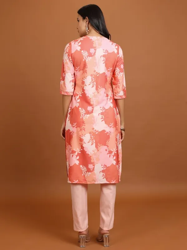  Ketch Women Coral Printed Straight Kurtas