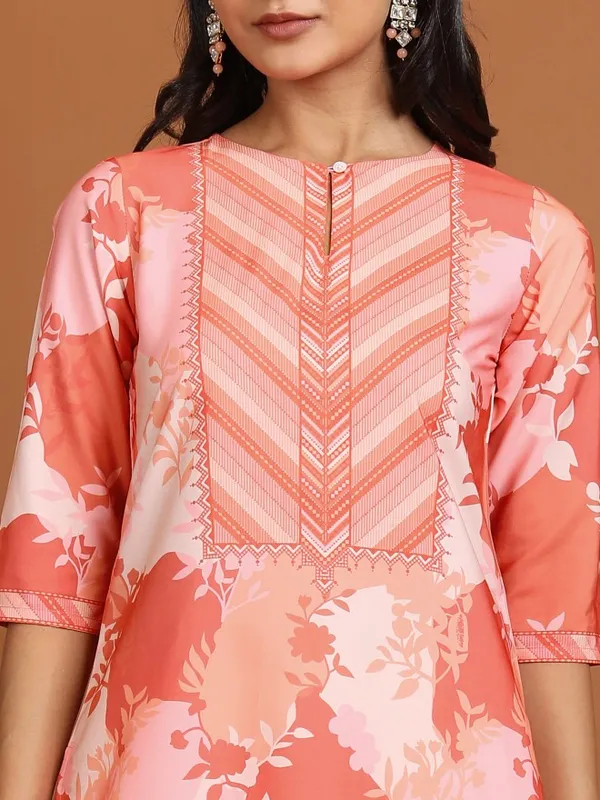  Ketch Women Coral Printed Straight Kurtas