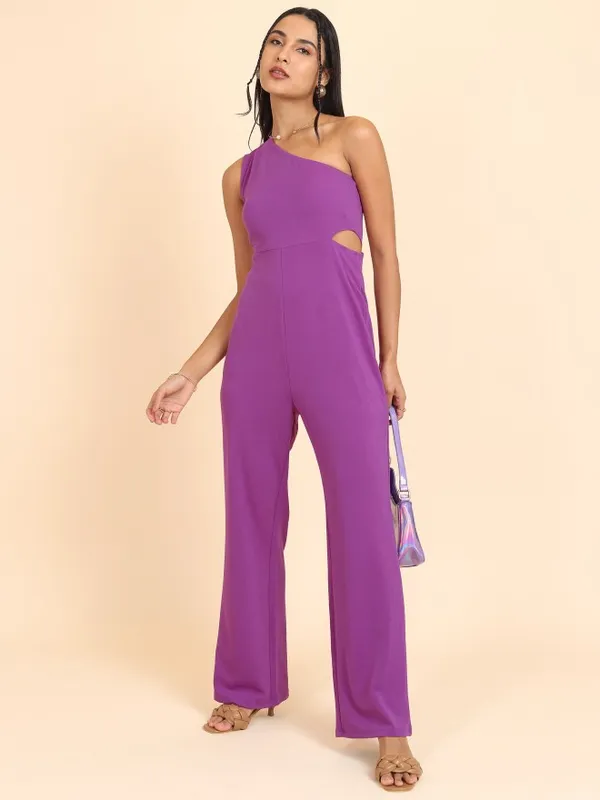  Tokyo Talkies Women Purple Solid Jumpsuits