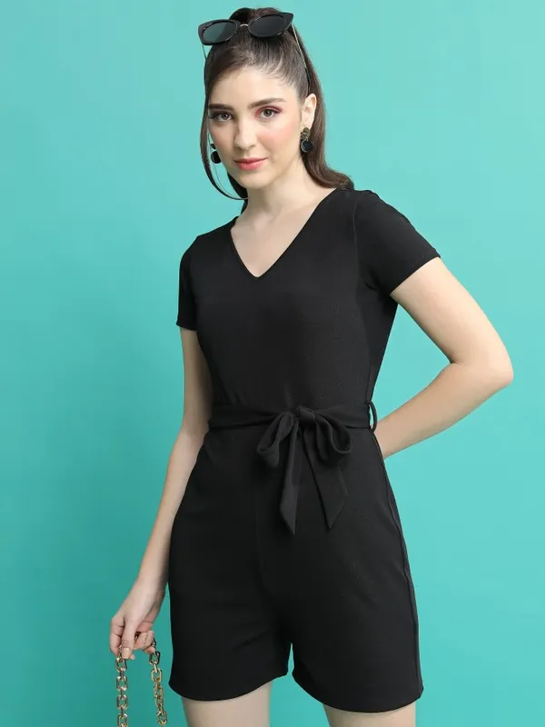  Ketch Women Black Solid Jumpsuits