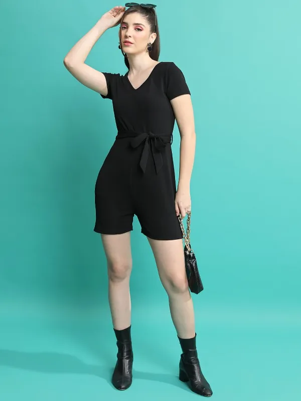  Ketch Women Black Solid Jumpsuits