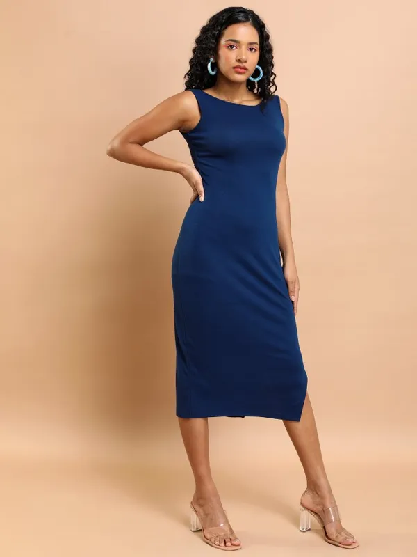  Tokyo Talkies Women Navy Blue Solid Sheath Dresses