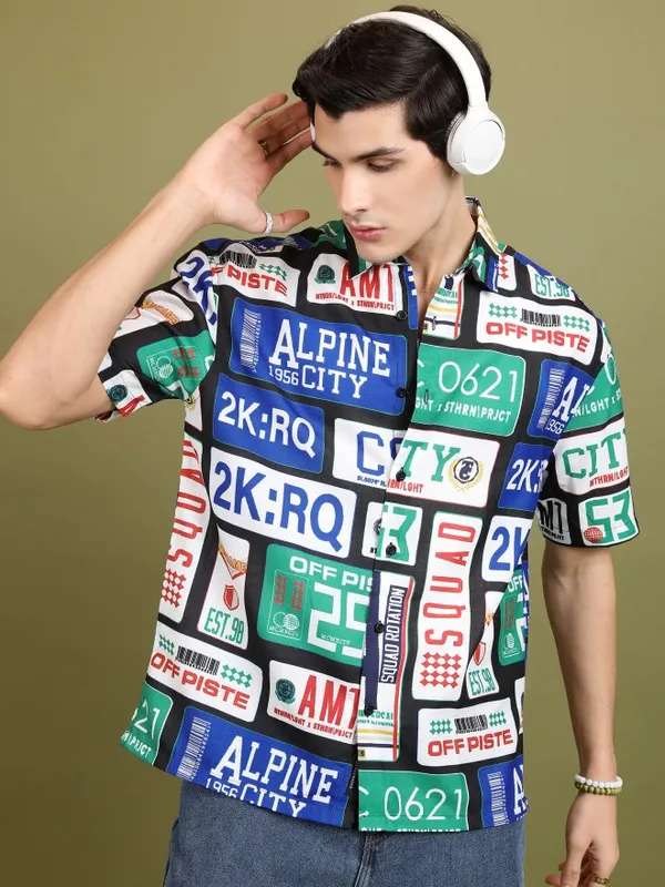  Highlander Men Multi Printed Oversized Fit Casual Shirts