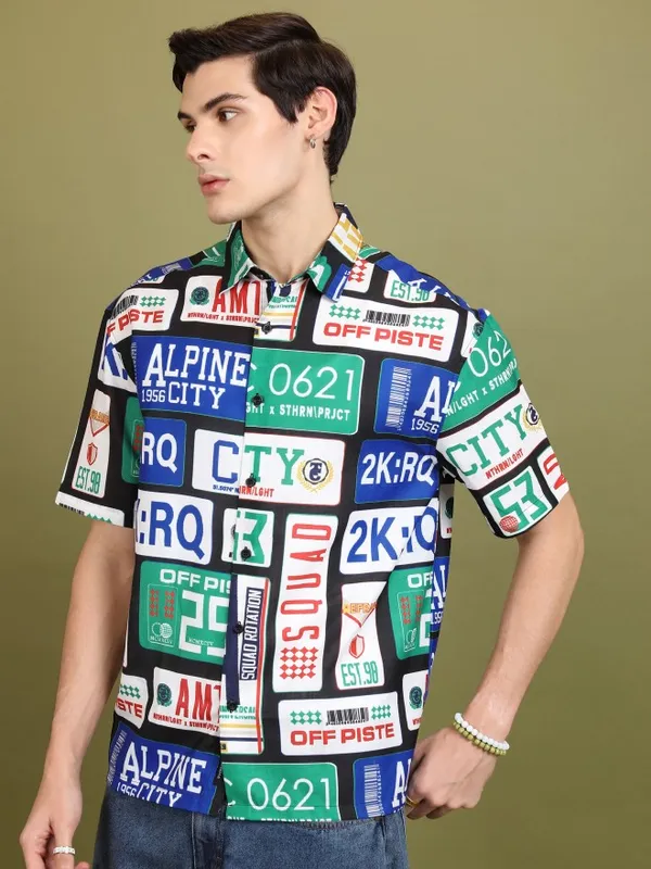 Highlander Men Multi Printed Oversized Fit Casual Shirts