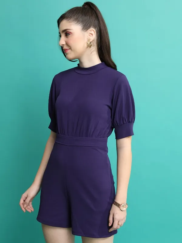  Tokyo Talkies Women Navy Blue Solid Jumpsuits
