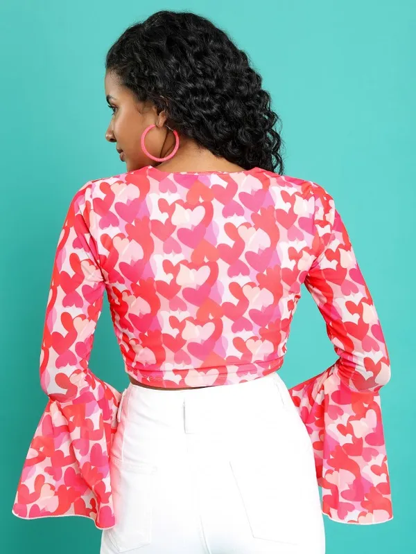  Tokyo Talkies Women Pink Printed Fitted Tops